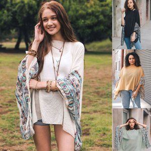 COPY - Geometric Embroidered Sleeve Kimono